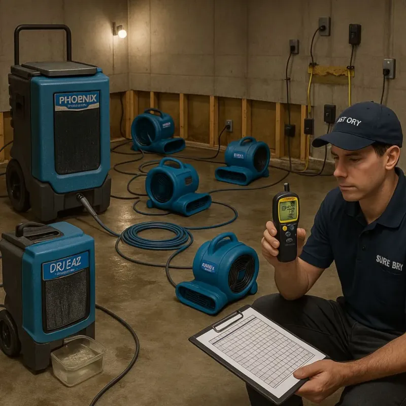 Structural Drying and Dehumidification process in Lily Lake, IL